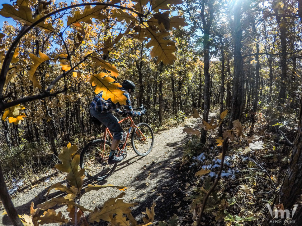 Mitch Kline cycling in the California Cowboy High Sierra Shirt